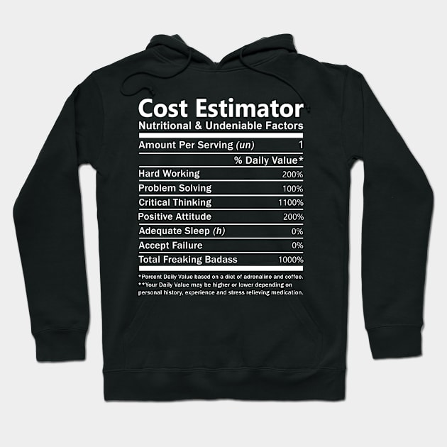 Cost Estimator T Shirt - Nutritional and Undeniable Factors Gift Item Tee Hoodie by Ryalgi